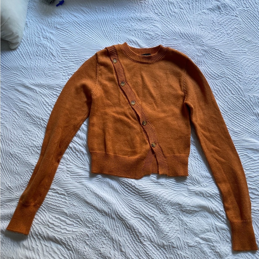 Orange Button-Up Women's Sweater